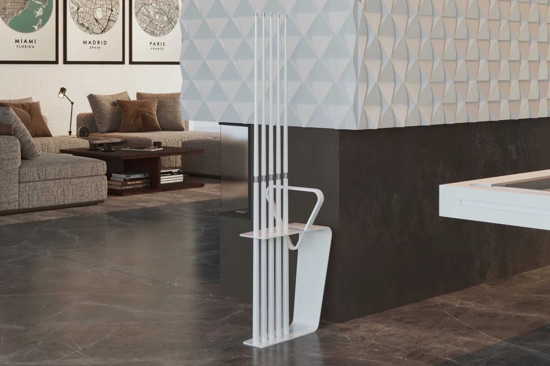 Urack White Floor Cue Rack